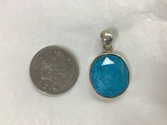 Faceted Turquoise Pendant Oval