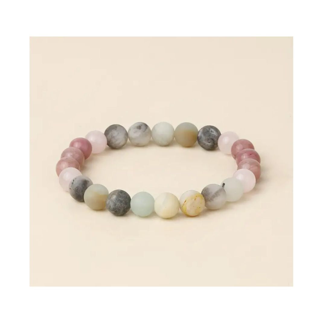 Rose Quartz, Amazonite, Chalcedony, Rhodonite  Bracelet