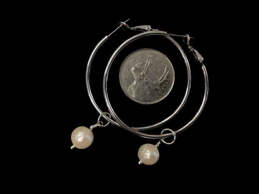 Halia Hoops with White Pearl
