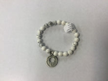 Load image into Gallery viewer, Howlite 8mm Bracelet with Pewter Charm
