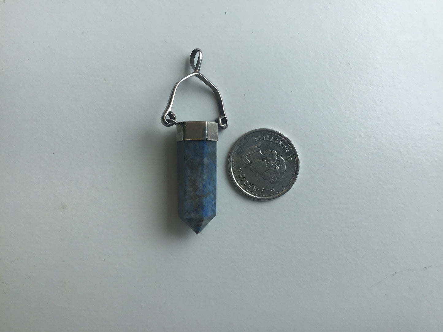 Lapis Lazuli Pendant, Silver Hinged Point