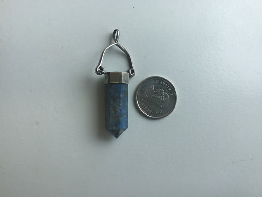 Lapis Lazuli Pendant, Silver Hinged Point