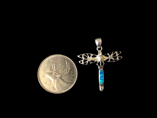 Silver Opalite Dragonfly Pendant
