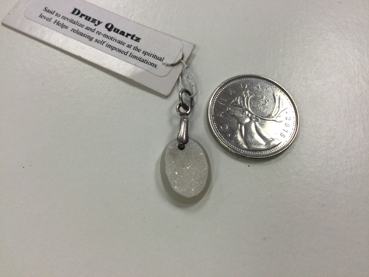 Druzy Quartz Pendant, Sm. Oval