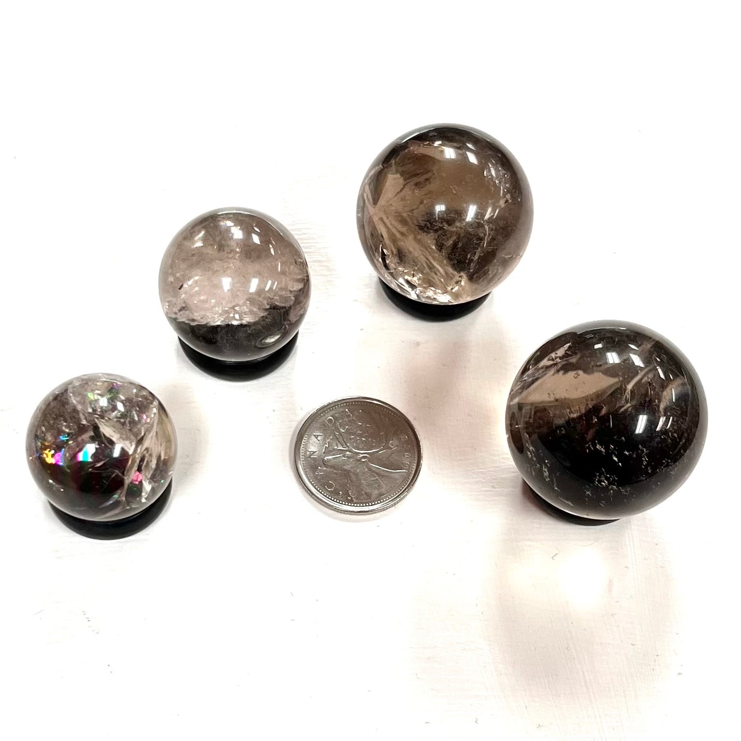 Smoky Rainbow Crackle Quartz Spheres