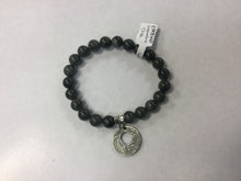 Load image into Gallery viewer, Labradorite 8mm Bracelet with Pewter Charm
