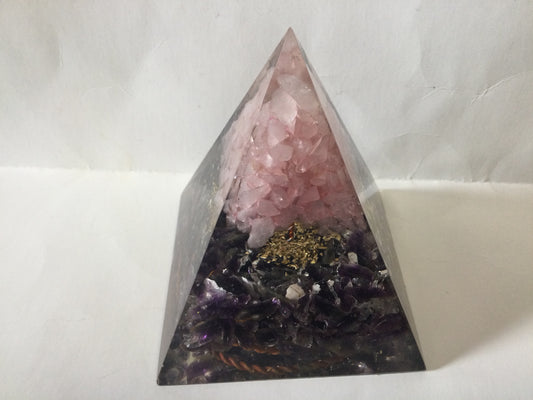 Amethyst Rose Quartz Tree Orgonite Pyramid 