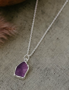 Amethyst Slice Necklace (Gold/Silver Plated)