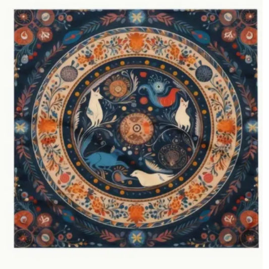 Tarot/Altar Cloth: Vintage Animal and Flower Motif