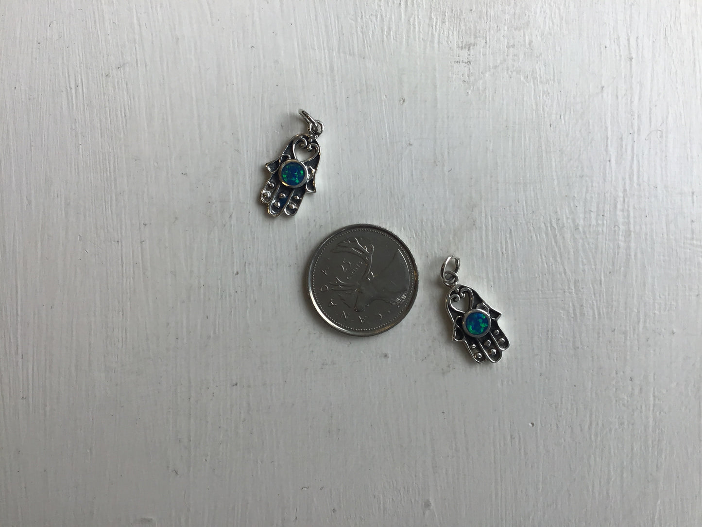 Silver Fatima Hand with Synthetic Opal