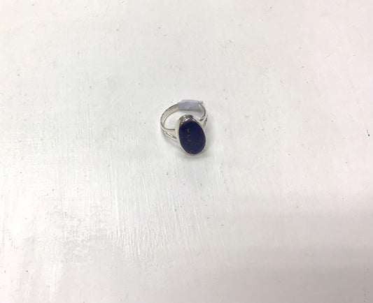 Lapis Lazuli Flat Oval Set in Silver size 7