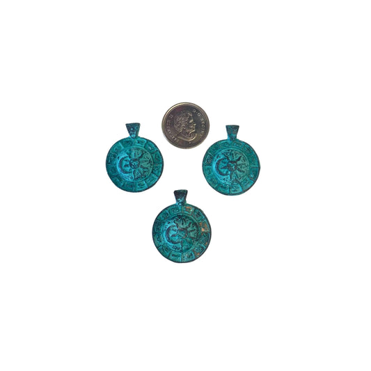 Oxidized Zodiac Pendant