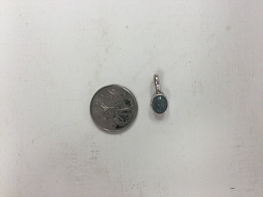 Silver Aquamarine Oval Pendant