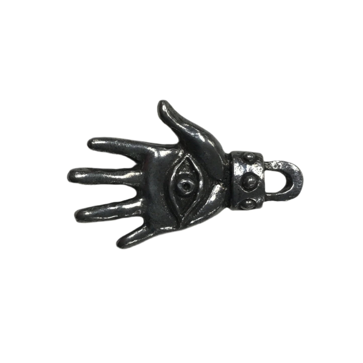 Evil eye on hand pendant pewter