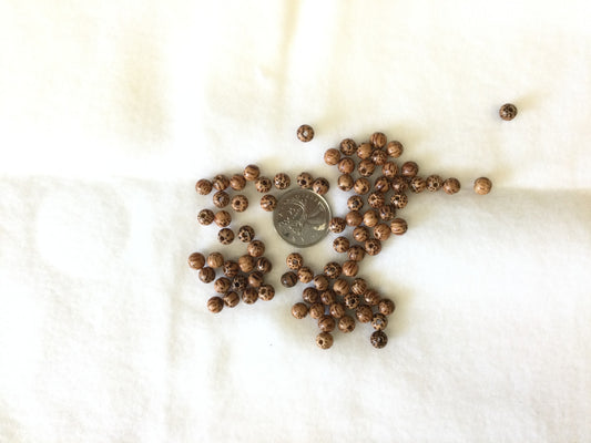 6mm Hand Carved wood beads