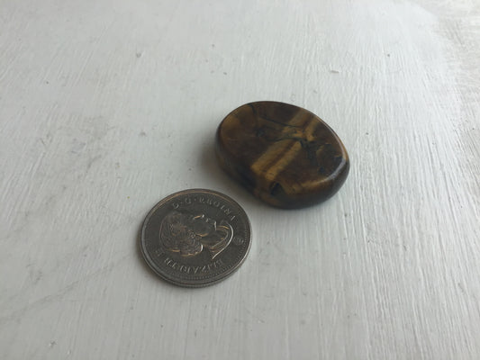 Polished Tigers eye worry stone, sm.