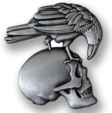 Crow and  Skull Alloy  Gothic Pin