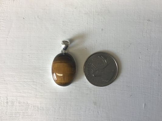 Oval Silver Tiger Eye Pendant