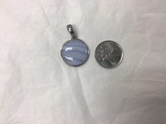 Round Blue Lace Agate Pendant