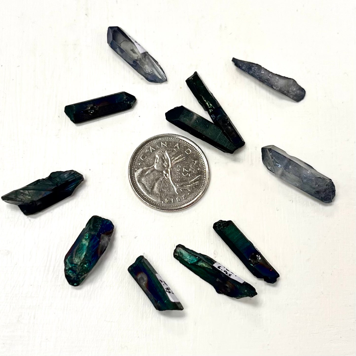 Titanium Aura Quartz Drilled Points