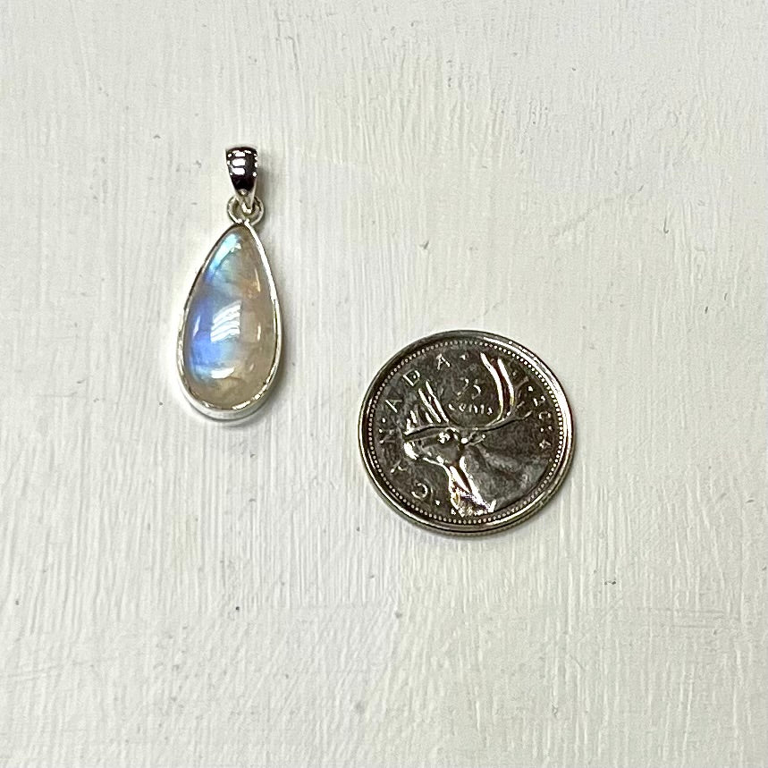 Rainbow Moonstone Pendants Set in Silver - High Grade