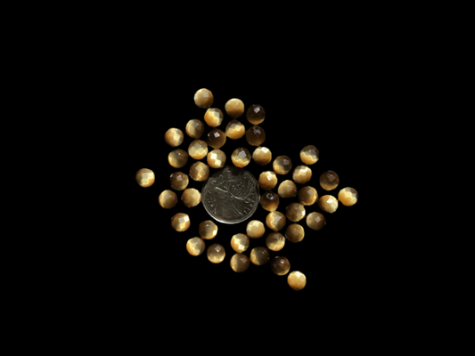 Gold Cats Eye Faceted Rondelle Loose Beads