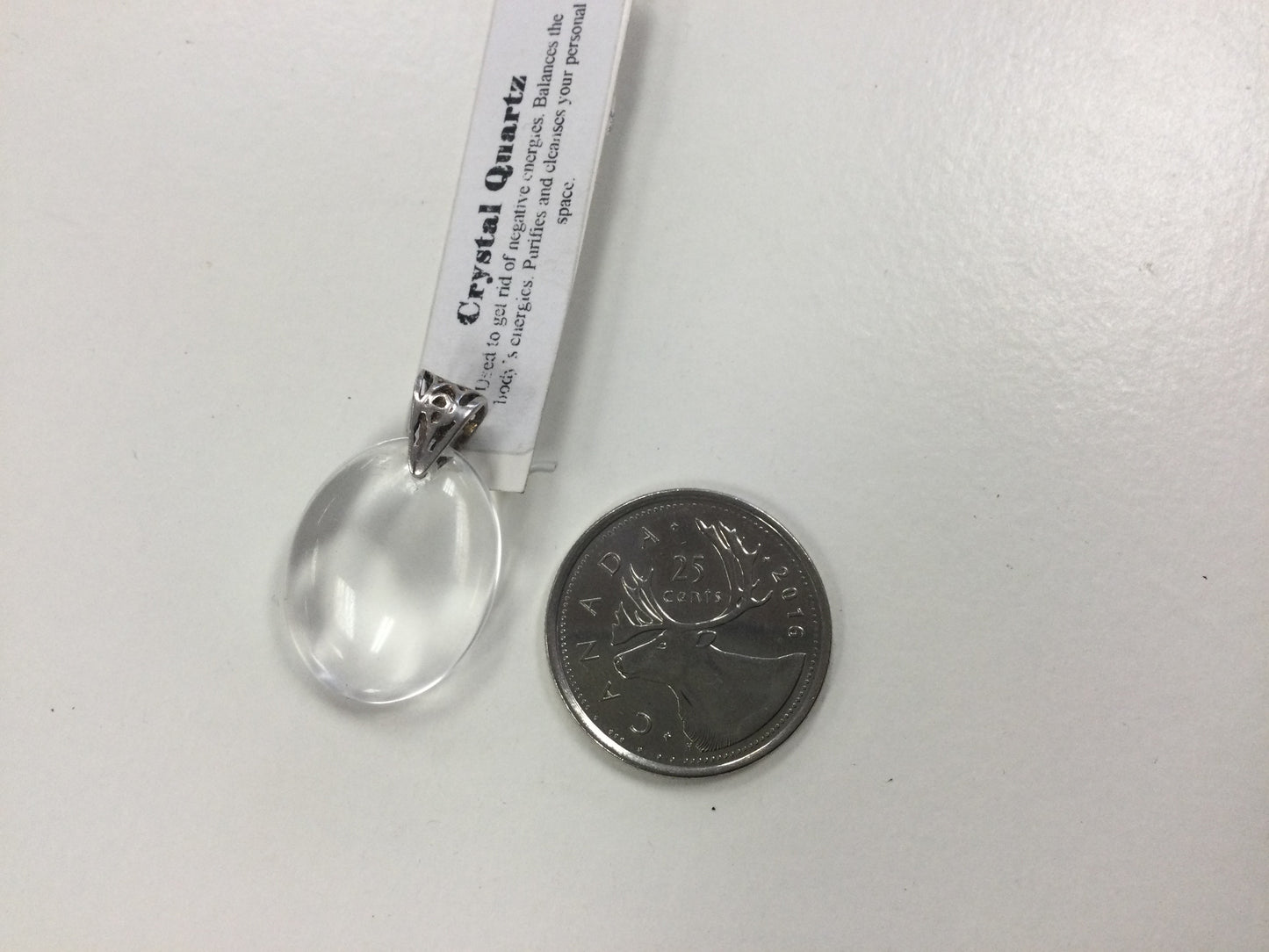Polished Crystal Quartz Pendant, oval and flat