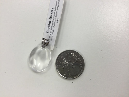 Polished Crystal Quartz Pendant, oval and flat