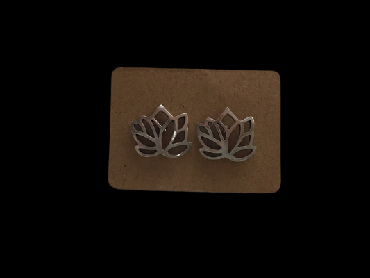 Silver Lotus Earring Studs