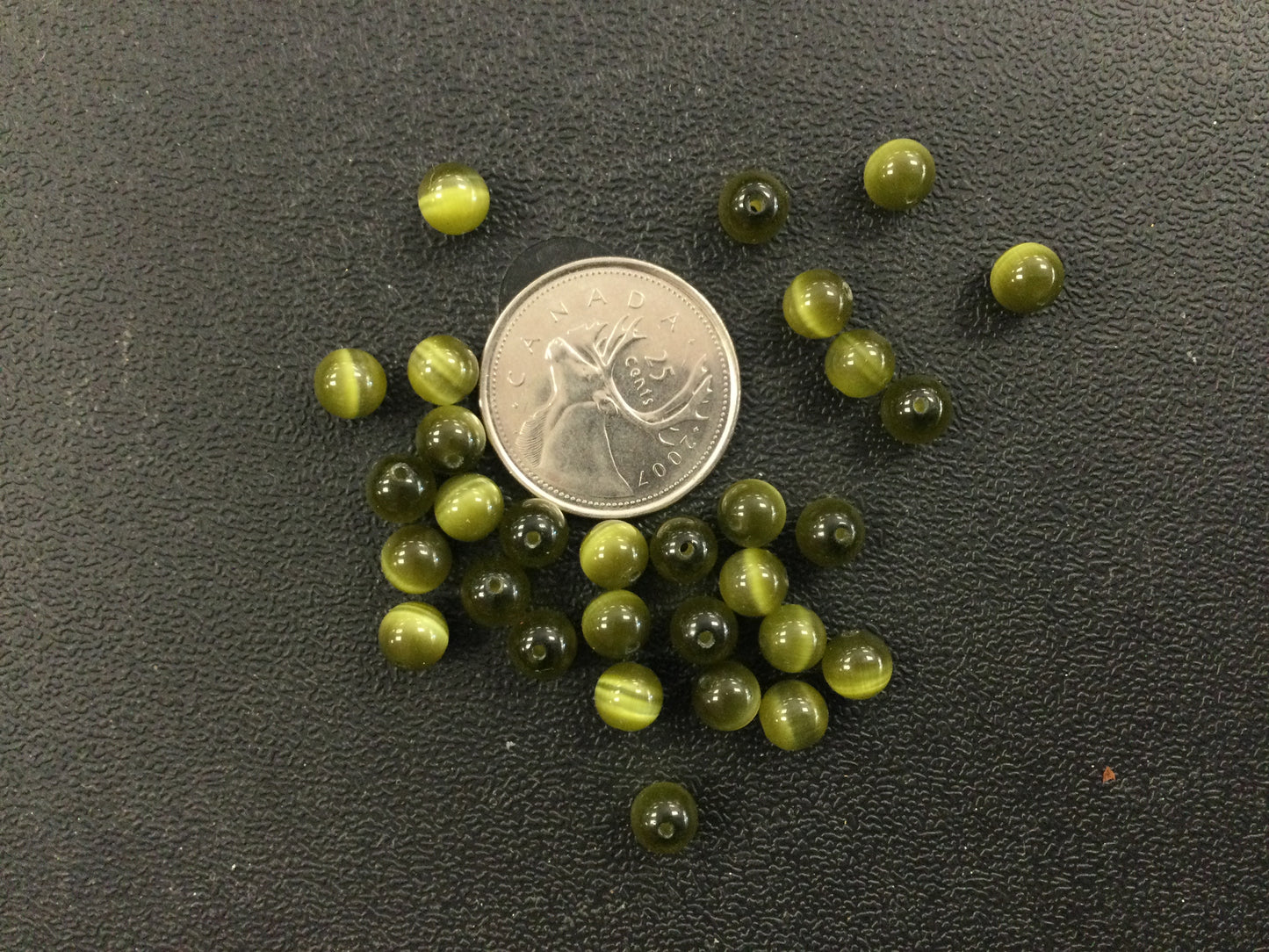 6mm Olive Cats Eye Bead