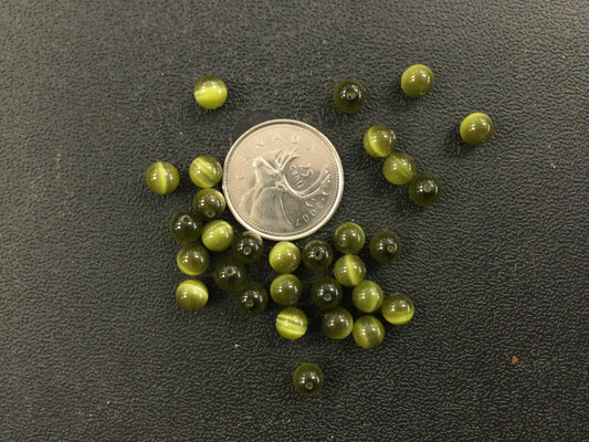 6mm Olive Cats Eye Bead