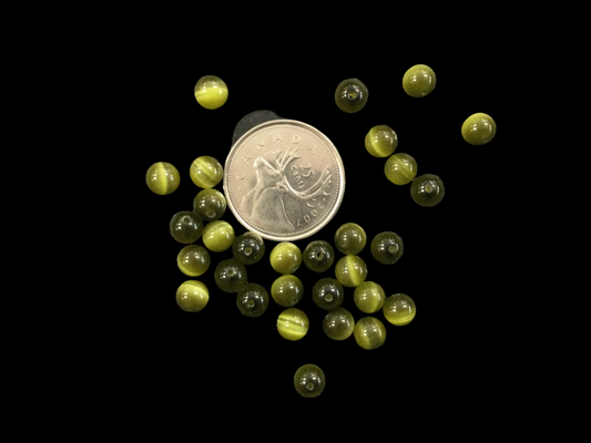 6mm Olive Cats Eye Bead