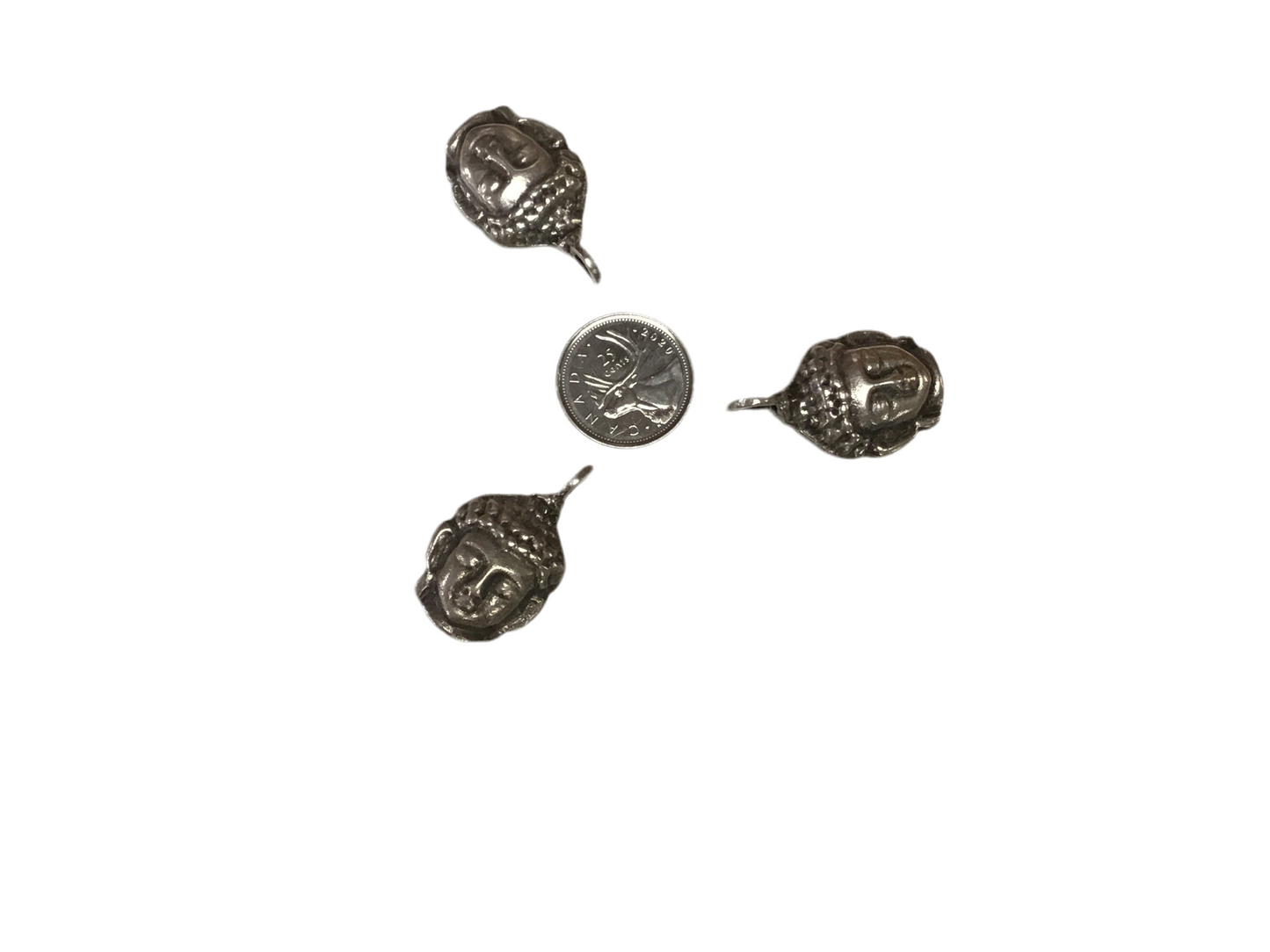 Antique Silver Plated Buddha Head Drop Pendant