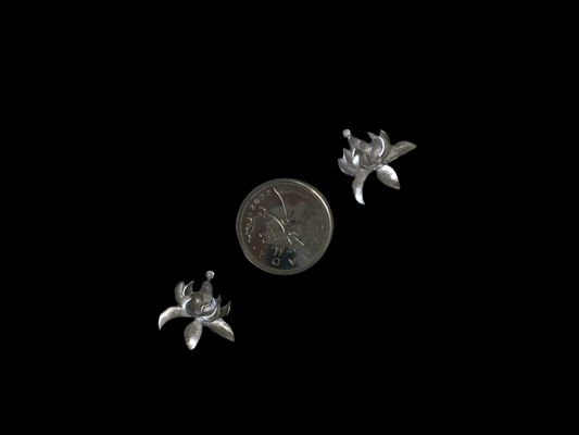 Rhodium Plated Lotus Charm Pendant