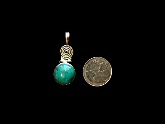 Silver Chrysocolla Pendant with Spiral