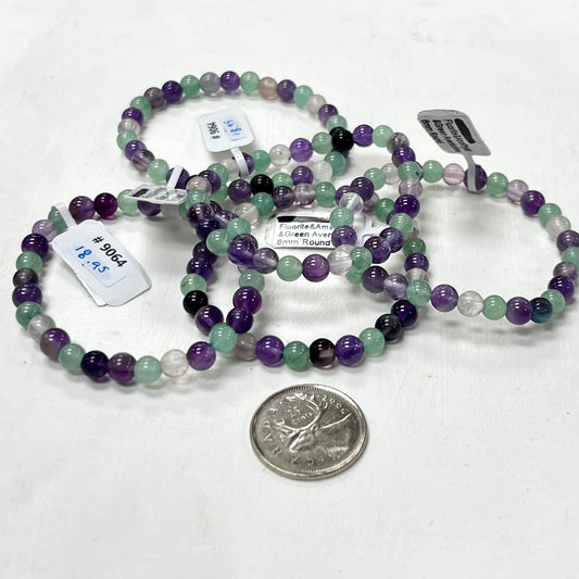 Tranquil Harmony Bracelet 6mm (Amethyst, Gr. Aventurine, Fluorite)