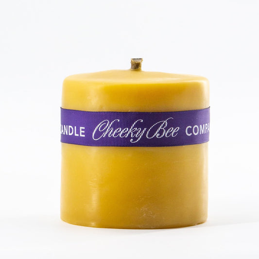 Gold Pillar Beeswax Candle, 4x4