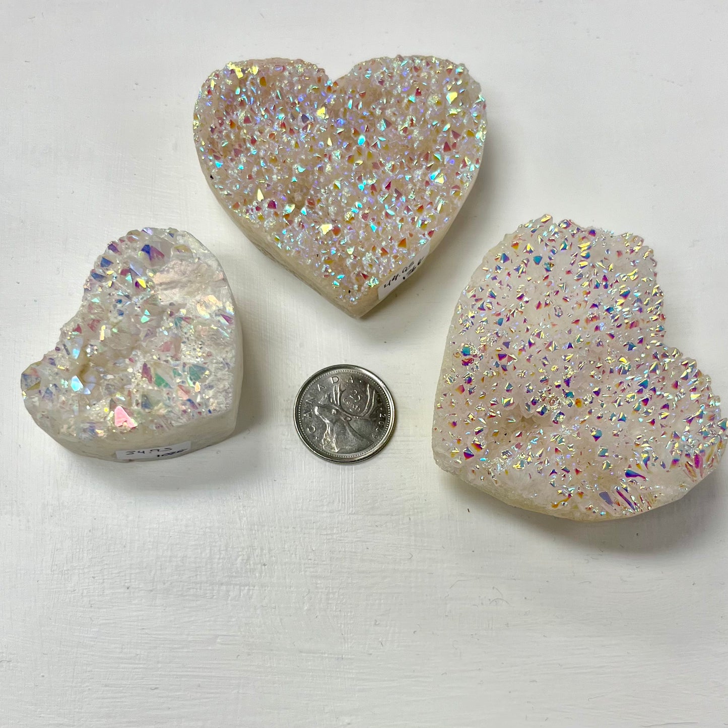 Aura Quartz Cluster Hearts