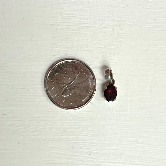 Small Simple Oval Faceted Garnet Pendant