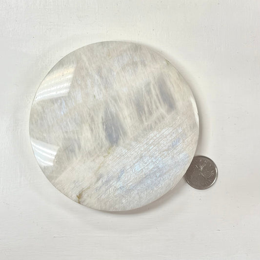 Large Round Polished Moonstone Disk 381g