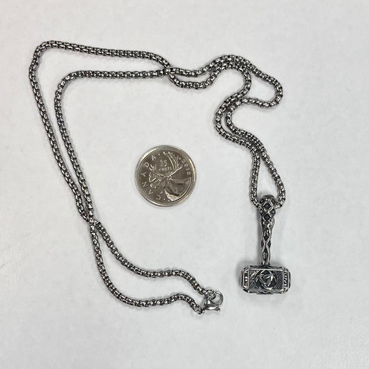 Stainless Steel Nordic Hammer Necklace 24"