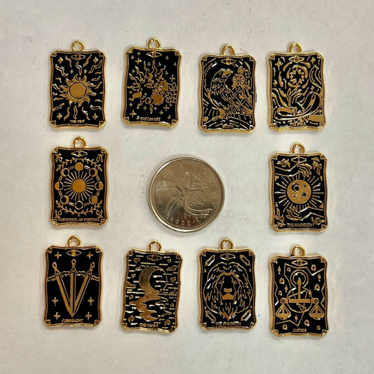 Major Arcana Tarot Charm / Pendant (Black & Gold)