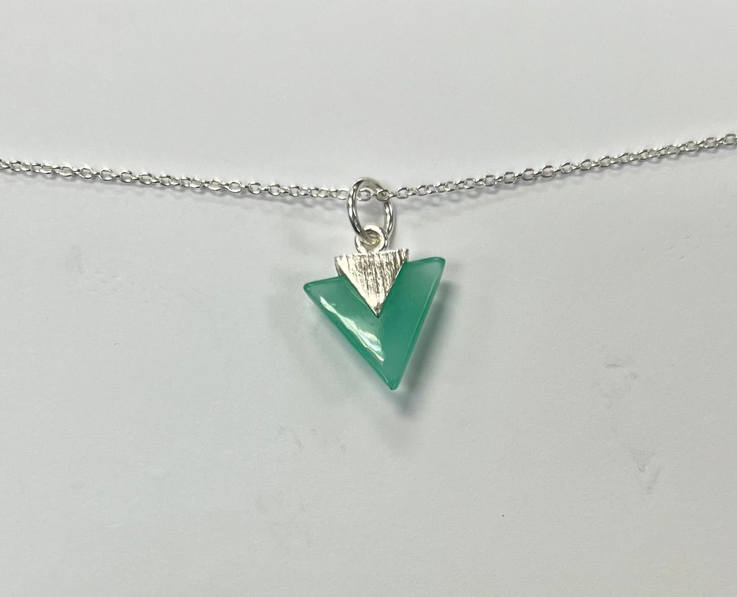 Triangular Crystal with Silver Overlay Necklace