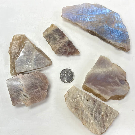 Rough Moonstone Slabs - Blue Flash