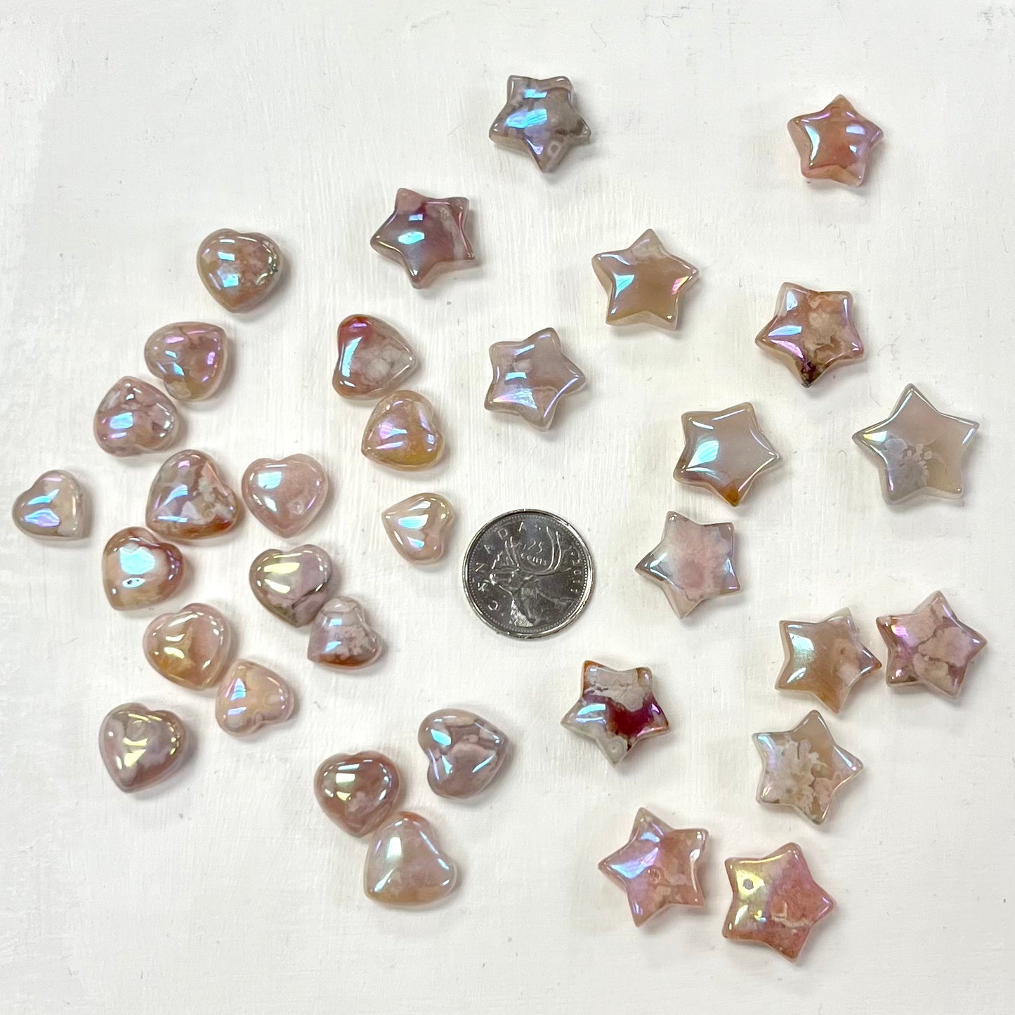 Aura Flower Agate Hearts and Stars