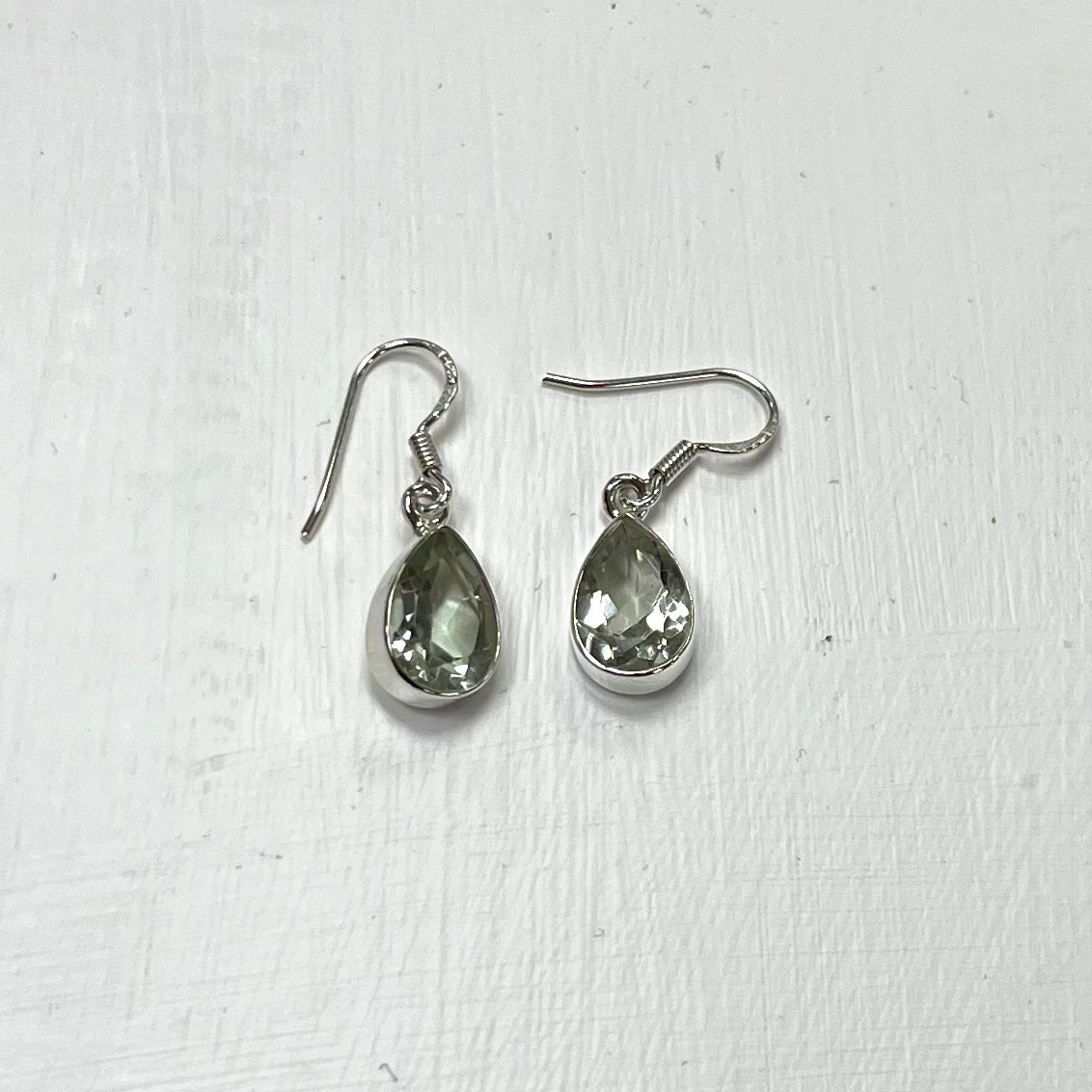 Faceted Dangle Prasiolite Earrings in Silver (Various Cuts)