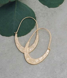 Hammered Tapered Oval Hoop Gold Plated