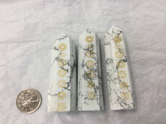 Howlite Point with Chakra Symbols