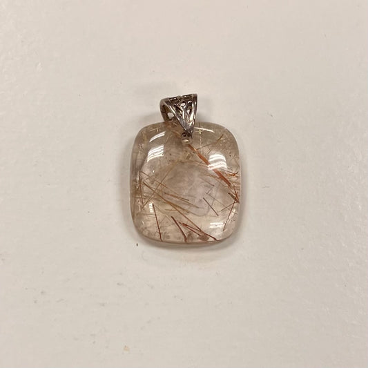 Square Rutilated Quartz Pendant 20mm