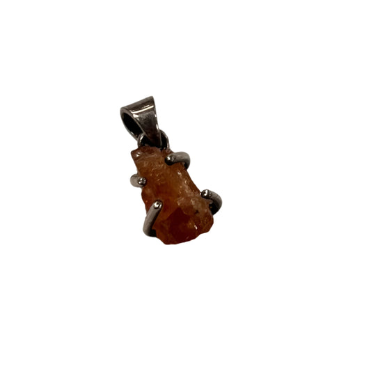 Small Rough Hessonite Garnet Pendant 12mm
